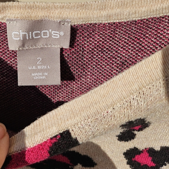 Chicos Leopard 3 piece sweater size 2 - Picture 7 of 15